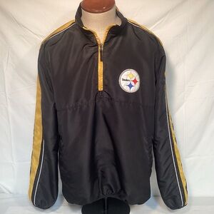 G-III Pittsburgh Steelers Black and Gold Men's 1/4 Zip Pullover Windbreaker XL